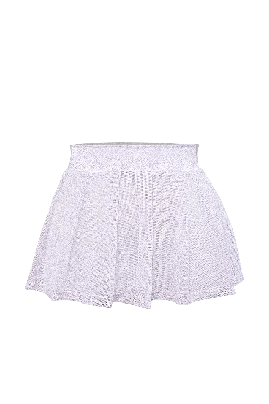 Thermal - lined skirt for cold - weather outdoor activitiesPleated Mini skirt sheer mesh / Festival & Rave skirt / WHITE