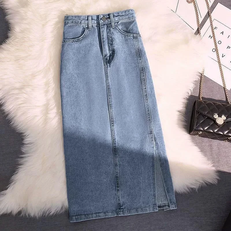 Elastic - waisted jersey skirt for ultimate comfort during pregnancyRubello Maxi Statement Denim Skirt
