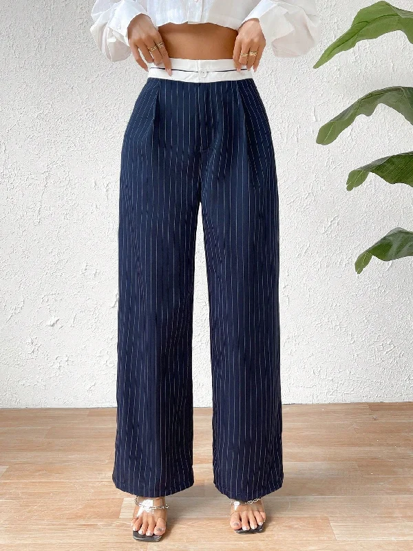 Privé Striped Print Wide Leg Pants