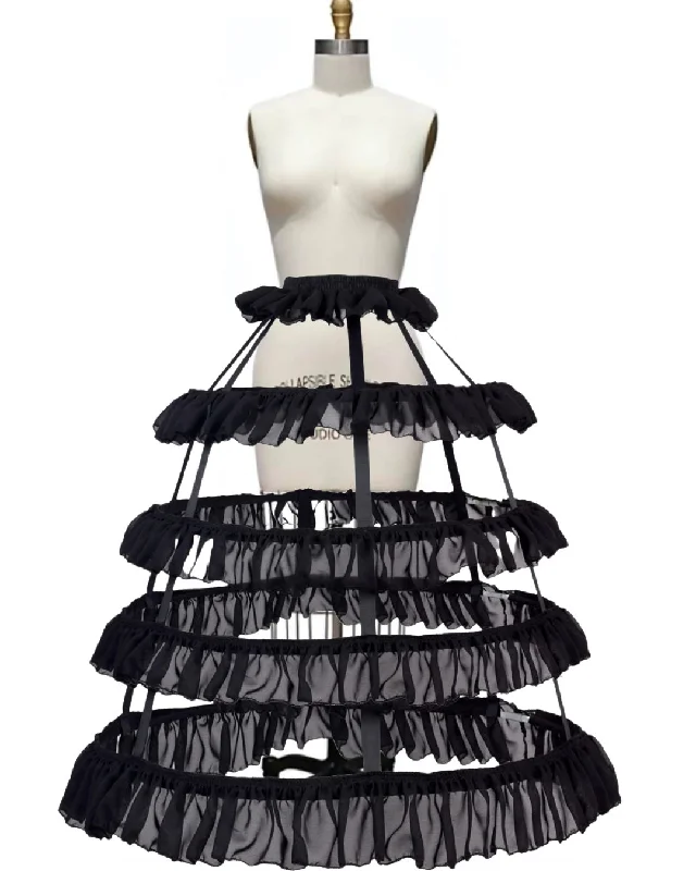 High - waisted denim skirt with distressed detailsHoopla- the Ruffled Cage Hoop Petticoat Skirt