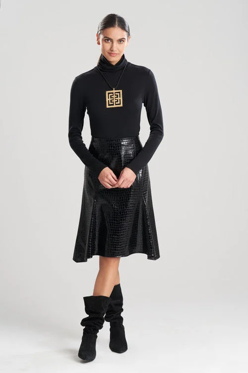 Checkered wool blend skirt for a preppy autumn outfitCroc Vegan Leather Trumpet Skirt