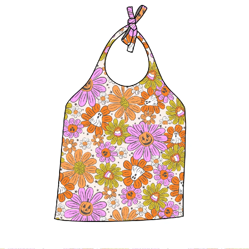 Casual halter top with a graphic design for a fun lookFloral Ghostie Halter Top