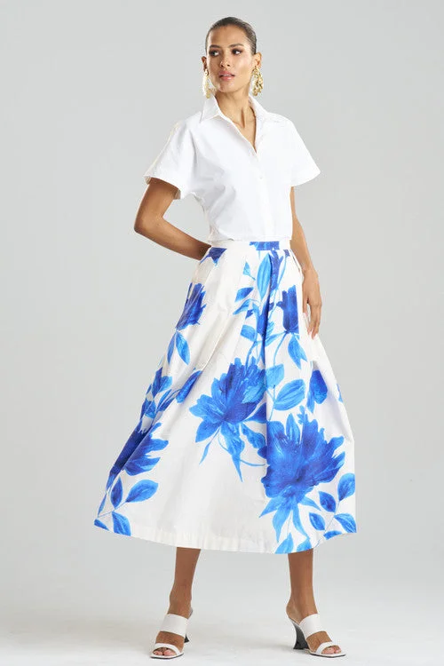 Elastic - waisted jersey skirt for ultimate comfort during pregnancyAndora Printed Cotton Poplin Maxi Skirt