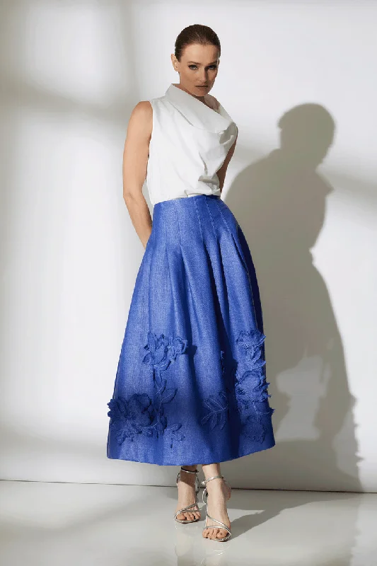 Solid - color pleated tennis skirt for sports activitiesEmbellished Raffia Maxi Skirt