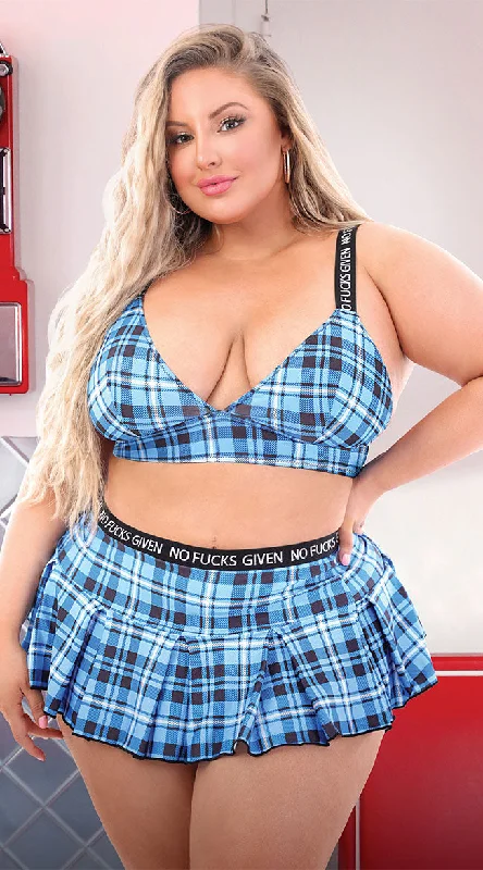 Plus Size No Effs Given Plaid Skirt