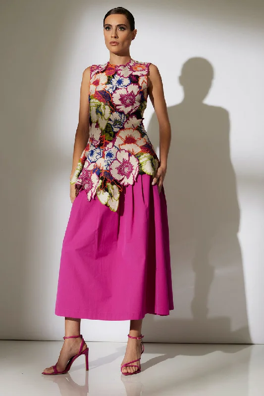 Embroidered organza skirt for a formal wedding guest lookTech Cotton Taffeta Maxi Skirt