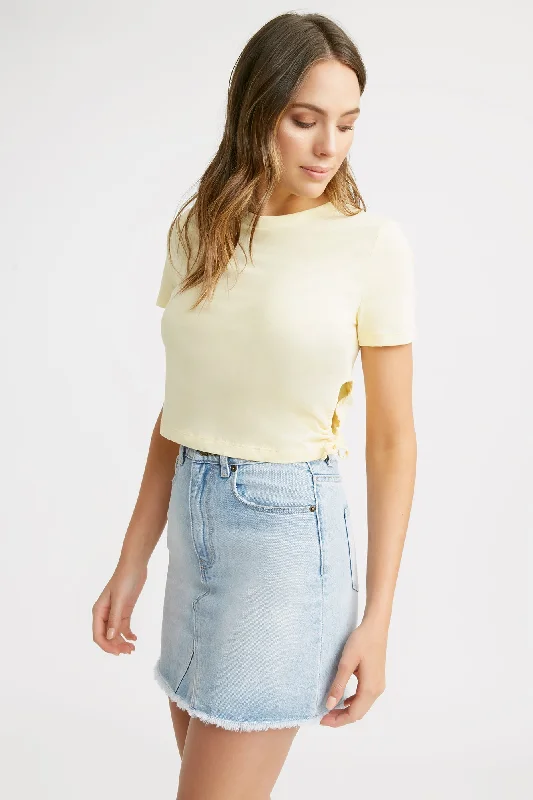 Puff - Sleeve Women's Crop Top in Pastel Green for a Retro and Fashion - Forward OutfitBlair Drawstring Tee Puff - Sleeve Women's Crop Top in Pastel Green for a Retro and Fashion - Forward OutfitBlair Drawstring Tee