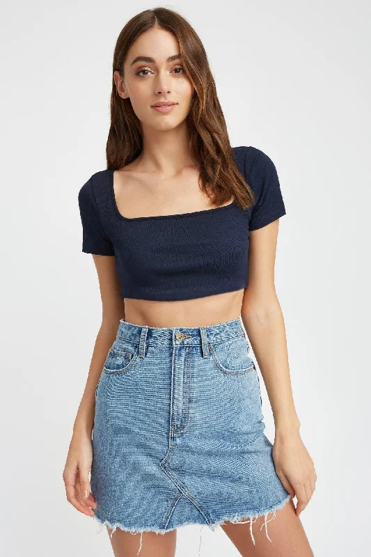 Plunging V - Neck Women's Crop Top in Red for a Bold and Sexy StatementStaple Crop Top