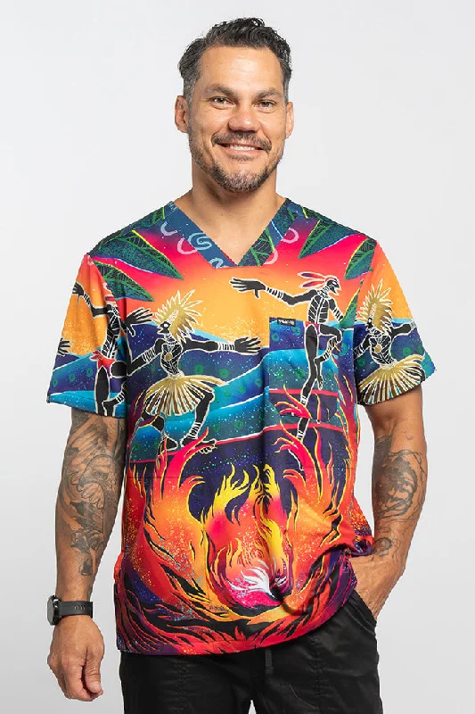 (Bulk Order) Fire Spirit People Unisex Three Pocket Scrub Top