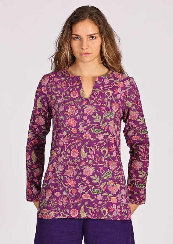 Cable - Knit Women Long Sleeve Top with a Cozy TextureSophia Blouse Amethyst