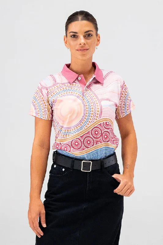 Lace - trimmed polo shirt for a romantic lookSunset Healing UPF 50+ Polo Shirt