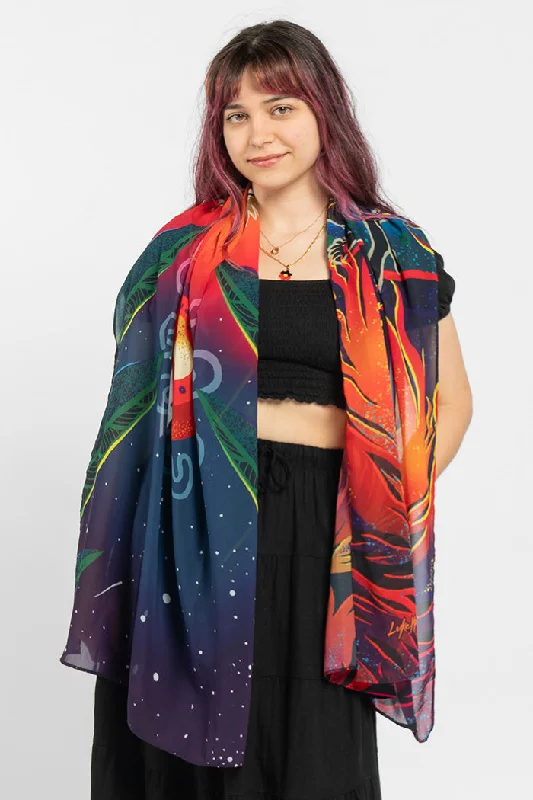 (Bulk Order) Fire Spirit People Rectangle Chiffon Scarf