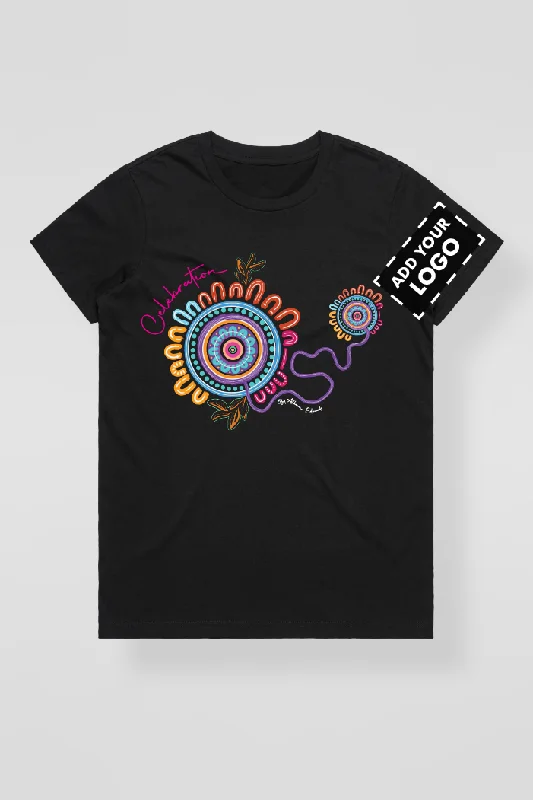 Celebration Black Cotton Crew Neck Women's T-Shirt