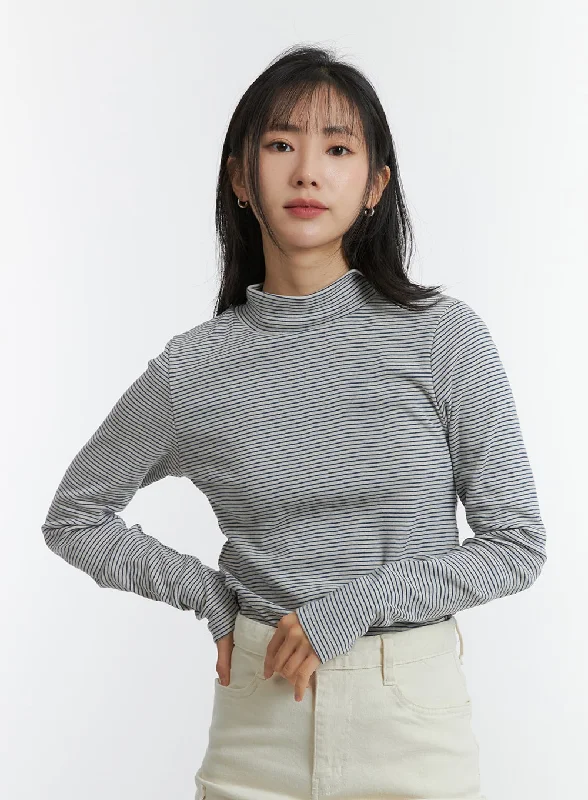 Thermal Women Long Sleeve Top for Extra Warmth in WinterTurtleneck Thin Striped Long Sleeve OD308 Thermal Women Long Sleeve Top for Extra Warmth in WinterTurtleneck Thin Striped Long Sleeve OD308