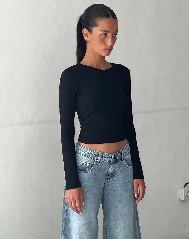 Plaid Women Long Sleeve Top for a Preppy VibeBon Long Sleeve Top in Black