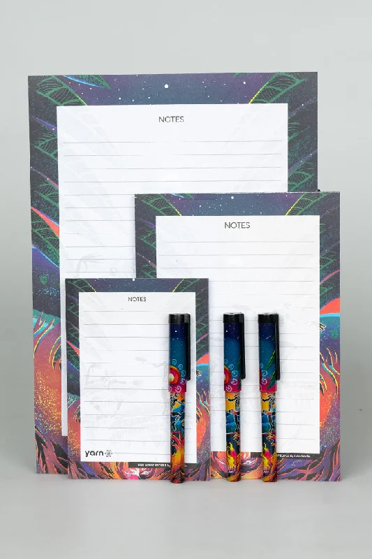 (Bulk Order) Fire Spirit People Notepad 3 Pack (A4, A5 & A6) with 3 Pack of Pens