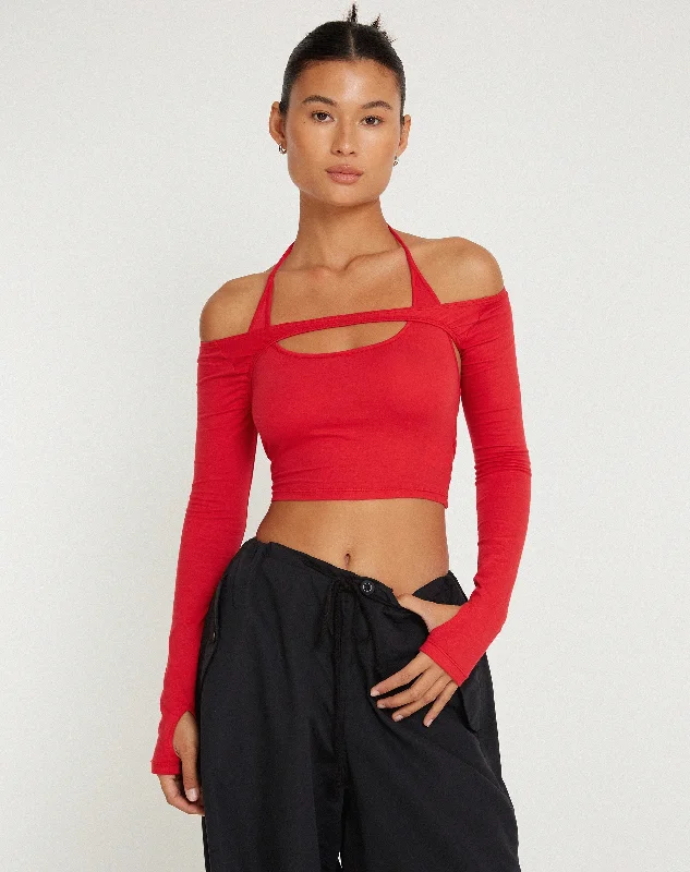 Organic Cotton Women Long Sleeve Top for Eco - Friendly ComfortBrandy Long Sleeve Top in Racing Red Organic Cotton Women Long Sleeve Top for Eco - Friendly ComfortBrandy Long Sleeve Top in Racing Red