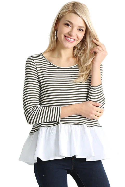 Ruffled Cuff Women Long Sleeve Top with a Feminine TouchShare the Stripes Ruffle Top Ruffled Cuff Women Long Sleeve Top with a Feminine TouchShare the Stripes Ruffle Top