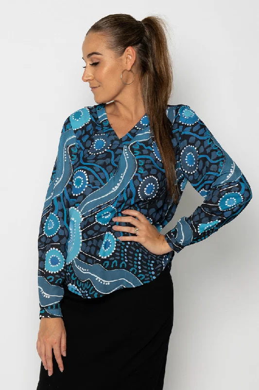 (Bulk Order) Ongoing Journey V Neck Women's Long Sleeve Blouse