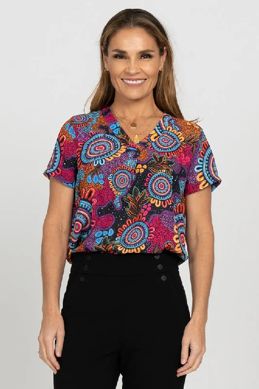 (Bulk Order) Celebration V Neck Women's Short Sleeve Blouse