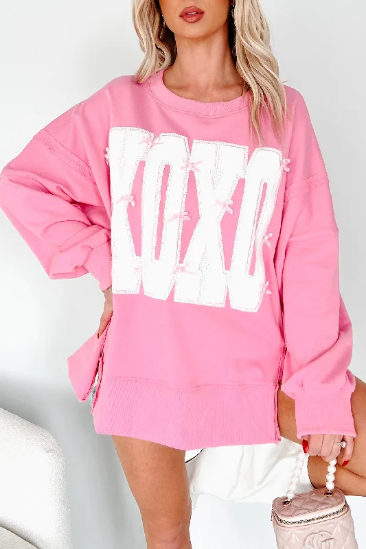 Cable - Knit Women Long Sleeve Top with a Cozy TextureA Loving Aura 'XOXO' Terry Graphic Long Sleeve Top (Pink) Cable - Knit Women Long Sleeve Top with a Cozy TextureA Loving Aura 'XOXO' Terry Graphic Long Sleeve Top (Pink)