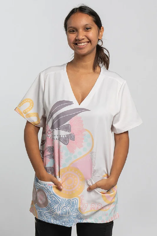 Polo shirt with a hidden pocket for small essentials(Bulk Order) Kindling Essence Women’s Three Pocket Scrub Top