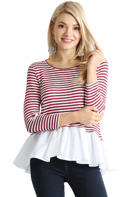 Burgundy Ivory Stripe