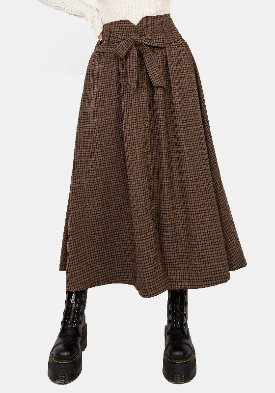 Printed chiffon skirts for spring Sweetspire Check Tie Waist Midaxi Skirt