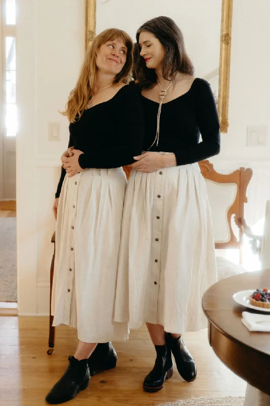 Sequined skirts for parties Trices Skirt in Oat Cotton Crinkle