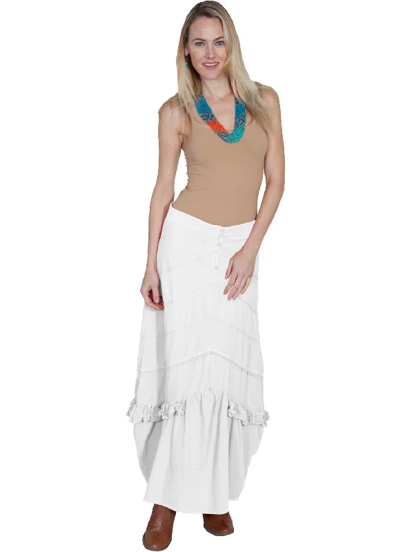 Skirts for a garden party Scully Womens Multi-Panel White 100% Cotton Skirt