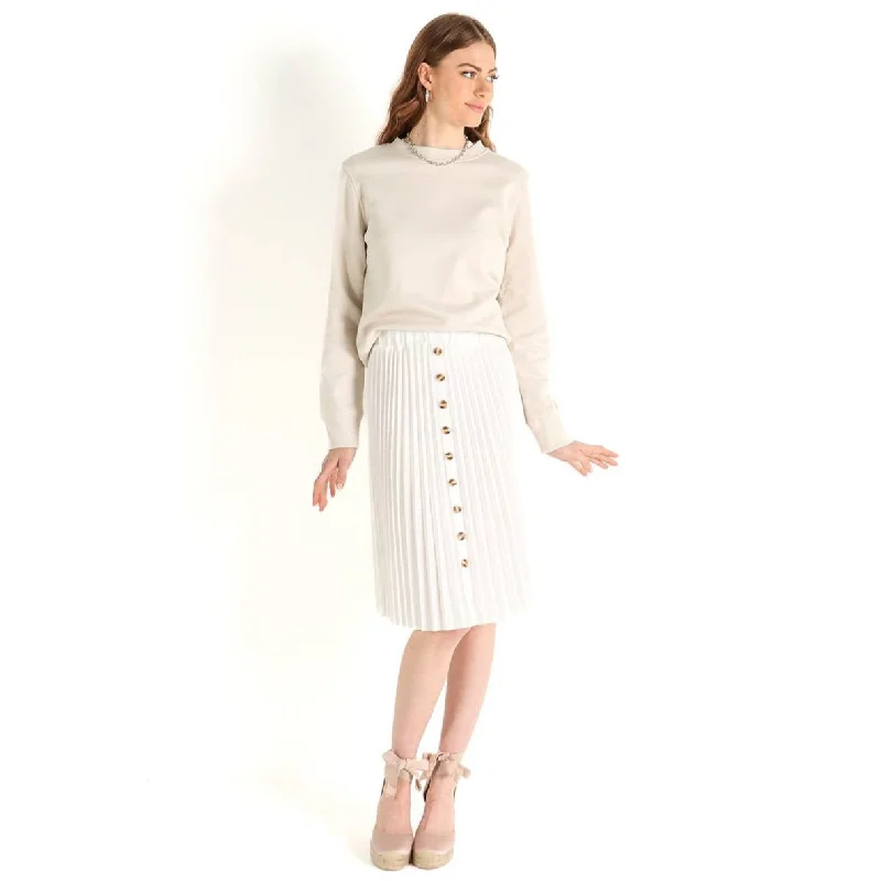 Skirts for a romantic date Women's Buttoned Down Pleated Skirt