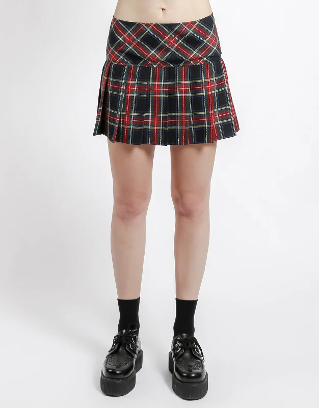 Skirts with a beaded embellishment PLEATED SKIRT BLACK PLAID