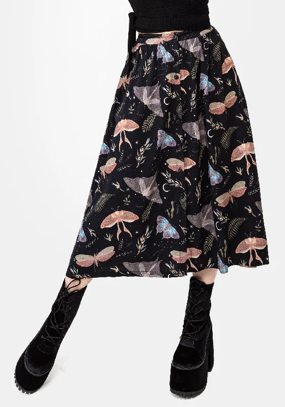 Skirts for a romantic date Nightmoth Button Up Midi Skirt