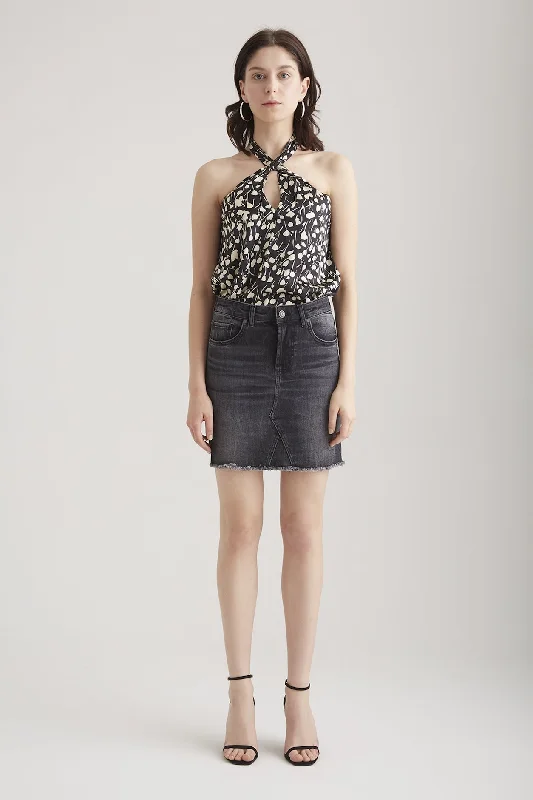 Satin skirts for a glamorous touch Amber 5 Pocket Mini Skirt Coal black