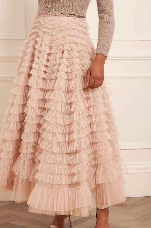 A - line cotton skirts for work Hattie Ruffle Ankle Skirt