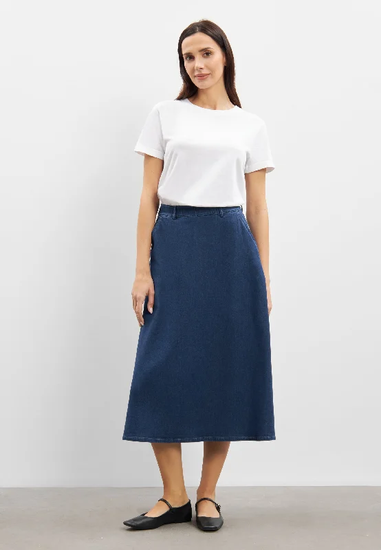 Plus size casual skirts for women Asta Skirt - 80 cm - Medium Blue Denim