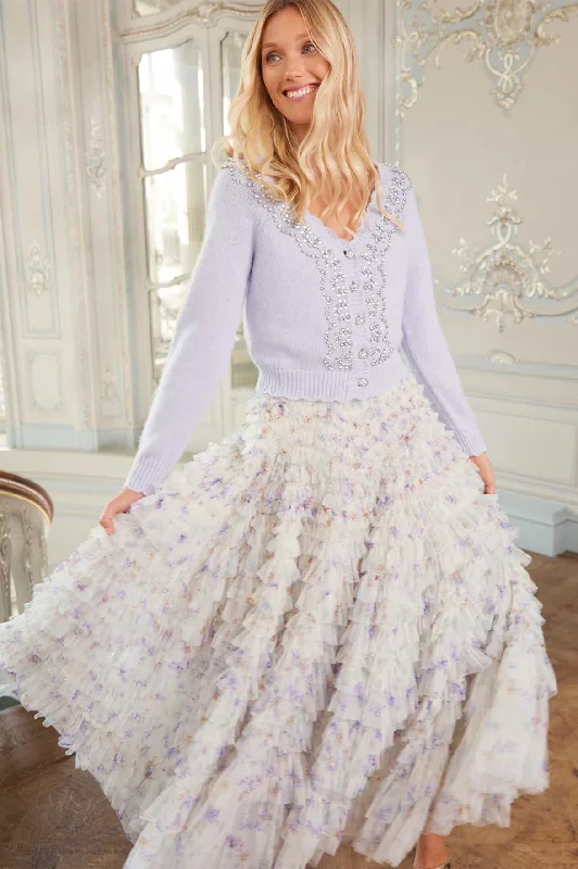 Skirts with a front zipper Ophelia Ditsy Hattie Ruffle Ankle Skirt