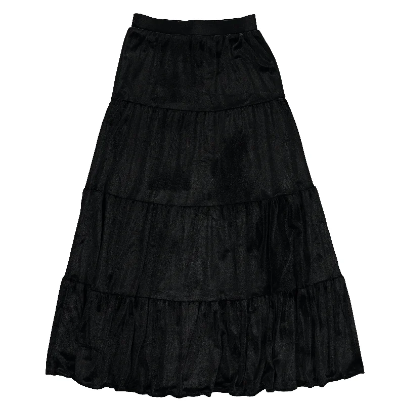 Skirts with adjustable waistbands Women's Tiered Velour Maxi Skirt