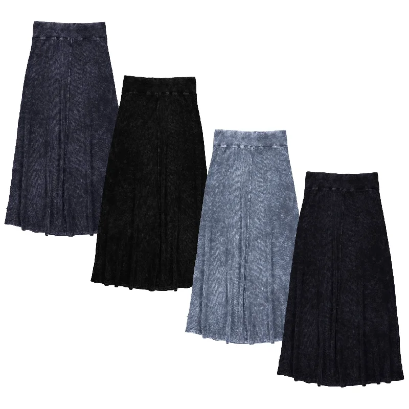 Skirts with a ruched design Women's Ribbed Stonewash Maxi Skirt