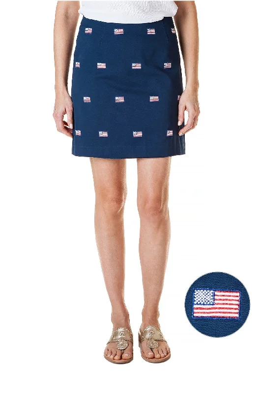 High - waisted skirts for tummy control Ali Skirt Nantucket Navy with American Flag 19"