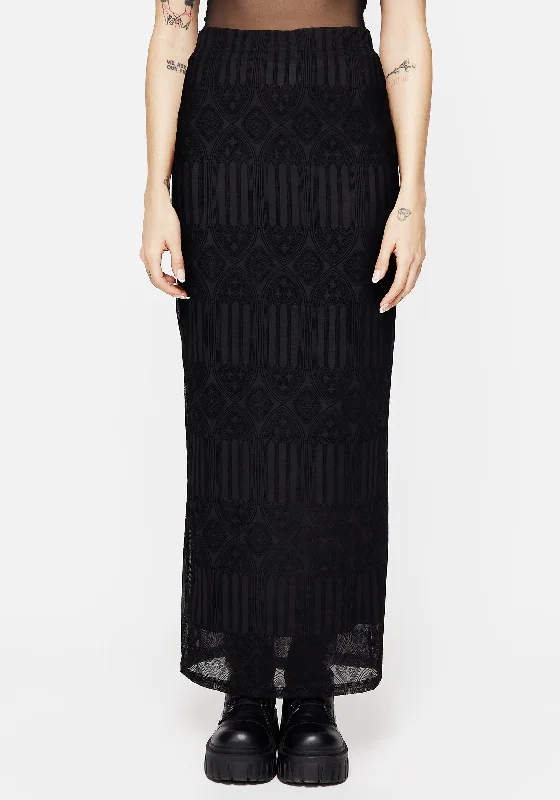 Skirts with lace trim Cloister Flocked Mesh Maxi Skirt