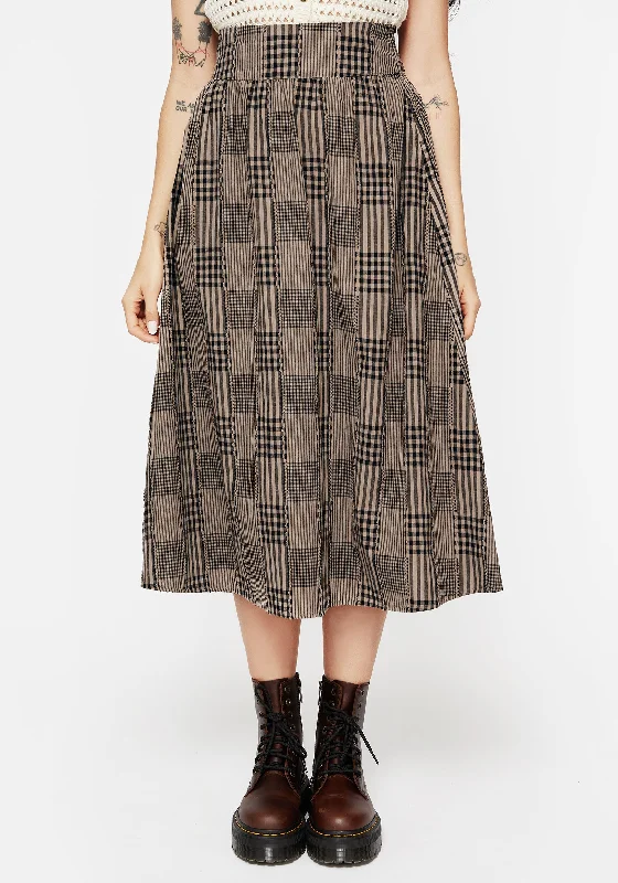 Skirts for a graduation ceremony Mabel Check Midi Skirt