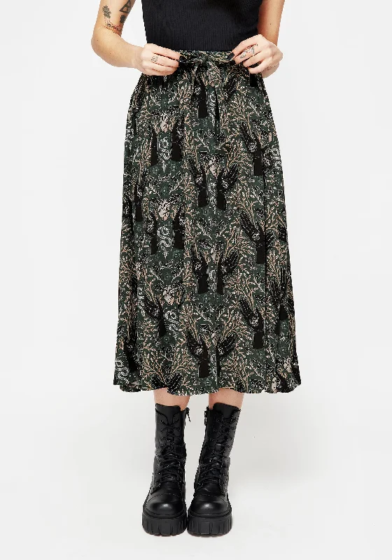 Skirts with a beaded embellishment Hemlock Tie Detail Midi Skirt - Green