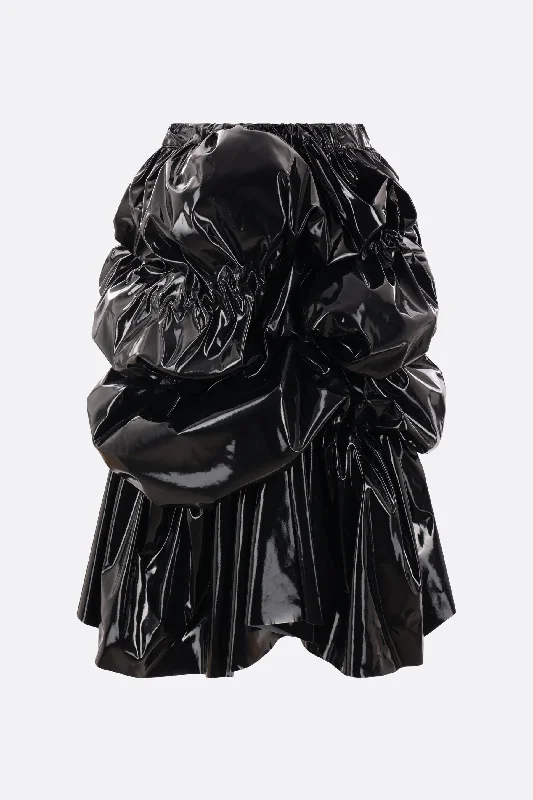 Skirts with a patchwork pattern vinyl balloon skirt