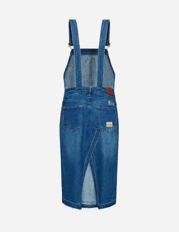 Wrap - around skirts for easy wearing Seagull Embroidered Denim Dungaree Dress