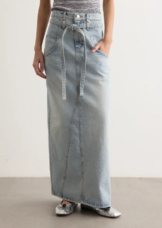 Skirts for a photo shoot Belted High Waist Denim Skirt
