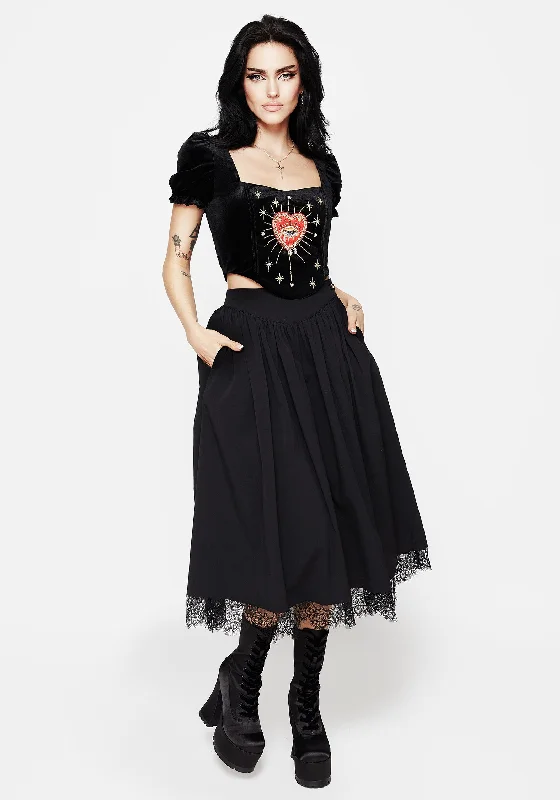 Floral - printed skirts for girls Alcina Lace Hem Midi Skirt