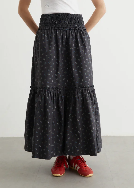 Skirts with a handkerchief hem Printed Cotton Smock Maxi Skirt