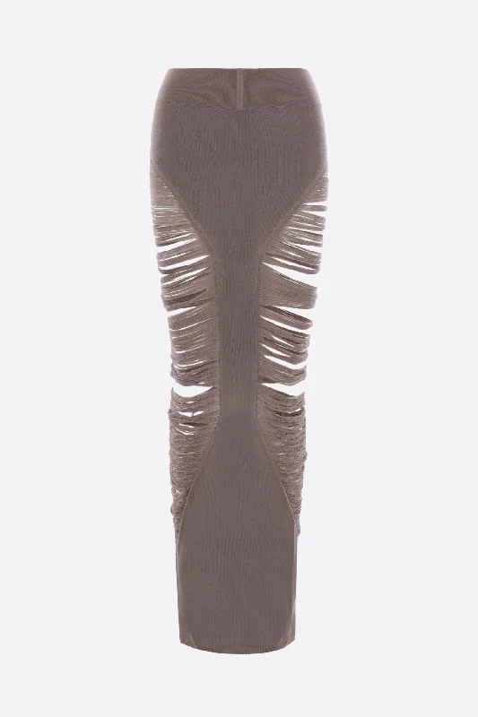 Linen blend skirts for breathability Pillar long skirt in wool knit