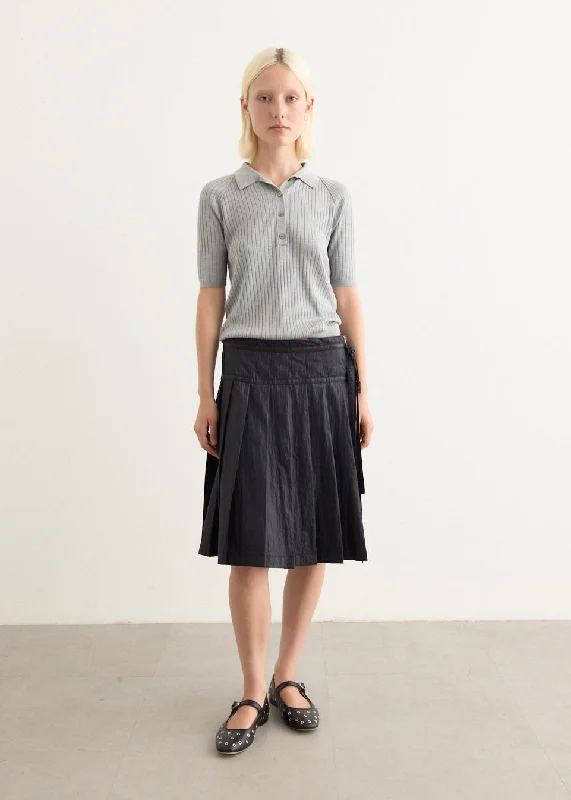 Skirts with a dropped waist Pleated Zipper Skirt